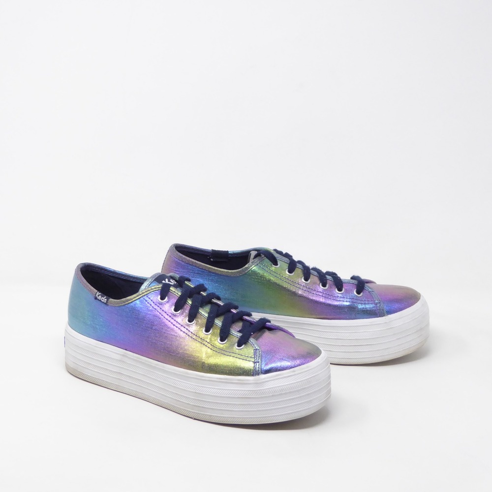 Keds Womens Triple Kick Sneakers Iridescent Purple Platform WF68251 Size 6.5
